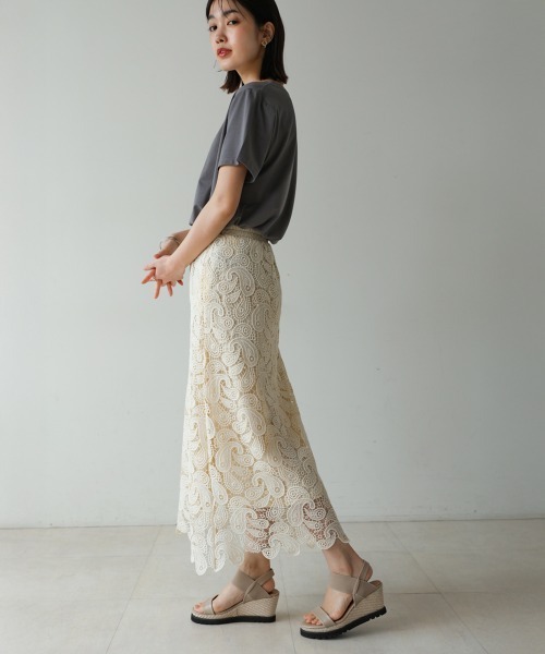 Bou Jeloud（ブージュルード）の「ケミカルレーススカート（スカート・レディース・オフホワイト/ブラック・38）」の19枚目の写真