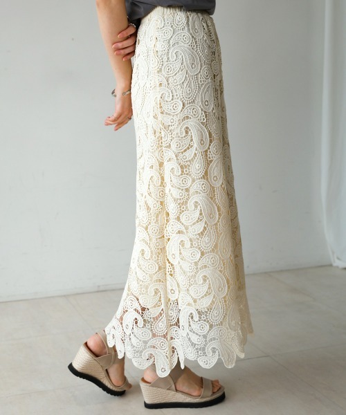 Bou Jeloud（ブージュルード）の「ケミカルレーススカート（スカート・レディース・オフホワイト/ブラック・38）」の20枚目の写真