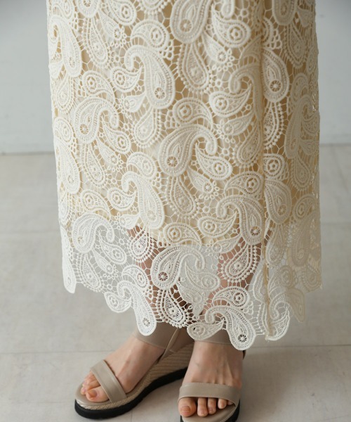 Bou Jeloud（ブージュルード）の「ケミカルレーススカート（スカート・レディース・オフホワイト/ブラック・38）」の3枚目の写真
