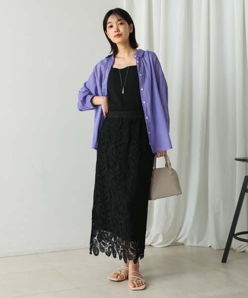 Bou Jeloud（ブージュルード）の「ケミカルレーススカート（スカート・レディース・オフホワイト/ブラック・38）」の6枚目の写真