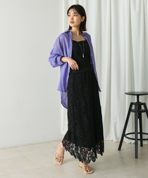 Bou Jeloud（ブージュルード）の「ケミカルレーススカート（スカート・レディース・オフホワイト/ブラック・38）」の8枚目の写真