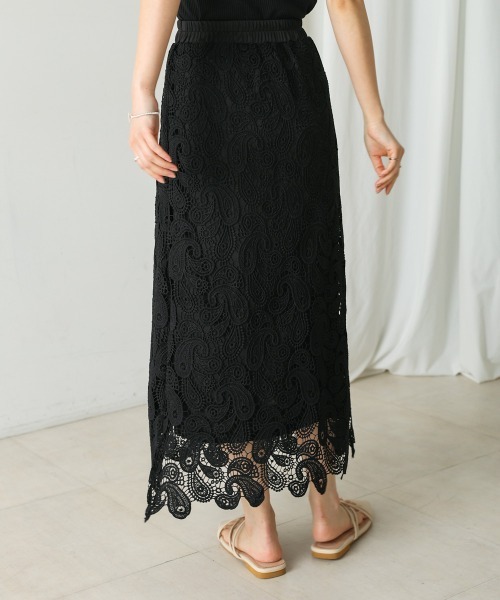 Bou Jeloud（ブージュルード）の「ケミカルレーススカート（スカート・レディース・オフホワイト/ブラック・38）」の13枚目の写真