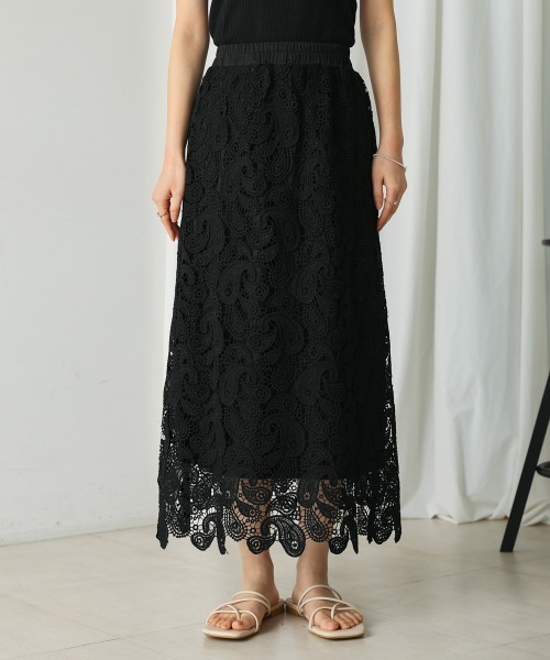 Bou Jeloud（ブージュルード）の「ケミカルレーススカート（スカート・レディース・オフホワイト/ブラック・38）」の15枚目の写真