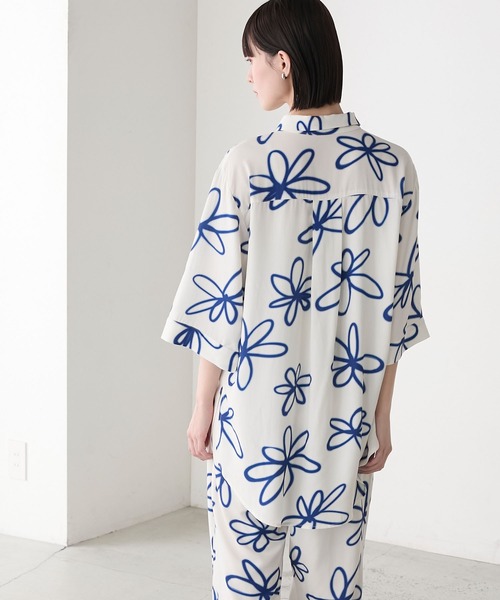 forksy.】フラワーモチーフデザイン ルームウェア シャツ&イージー