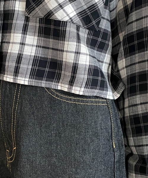 WEGO（ウィゴー）の「WEGO/【25年春夏新作】チェックショートシャツ（シャツ/ブラウス・レディース・ブラック/アイボリー・FREE）」の8枚目の写真