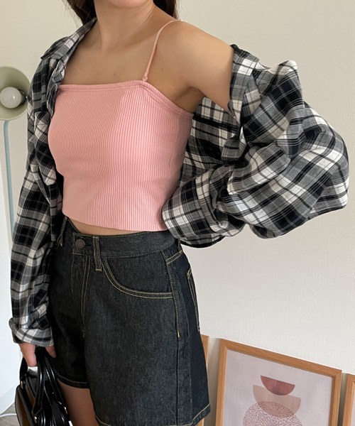 WEGO（ウィゴー）の「WEGO/【25年春夏新作】チェックショートシャツ（シャツ/ブラウス・レディース・ブラック/アイボリー・FREE）」の16枚目の写真