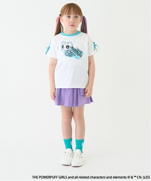 minimal（ミニマル）の「【防汚加工】【パワーパフ ガールズ】短丈Tシャツ（Tシャツ/カットソー・キッズ・ターコイズブルー/ライム/ピンク/ブラック・120cm/110cm/100cm/130cm/140cm）」の5枚目の写真