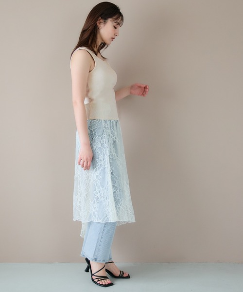 coca（coca）（コカ）の「【WEB限定セール】OUTBRAヘンリーネック風カップ付きタンクトップ（タンクトップ・レディース・ライトベージュ/その他1/ネイビー・S/M/L）」の12枚目の写真