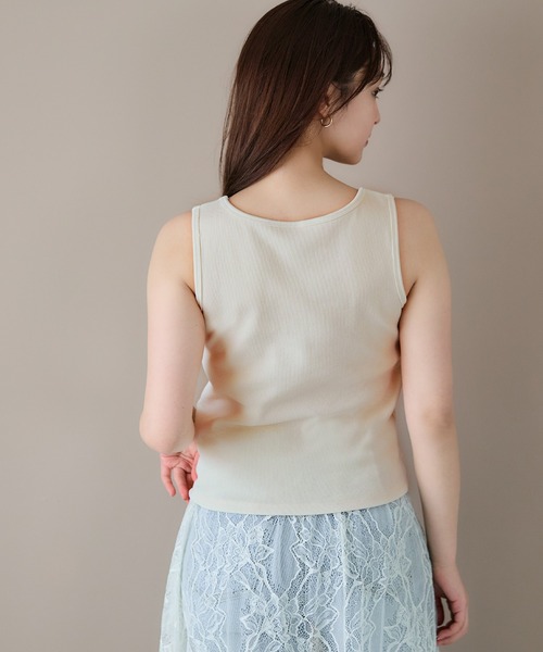 coca（coca）（コカ）の「【WEB限定セール】OUTBRAヘンリーネック風カップ付きタンクトップ（タンクトップ・レディース・ライトベージュ/その他1/ネイビー・S/M/L）」の13枚目の写真