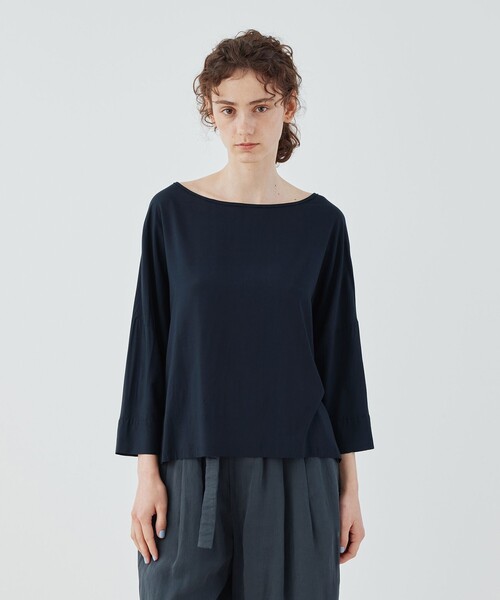 24AW GALERIE VIE ウォッシャブルレーヨンボートネックプルオーバー ウォッシャブルレーヨン ボートネックプルオーバー（シャツ