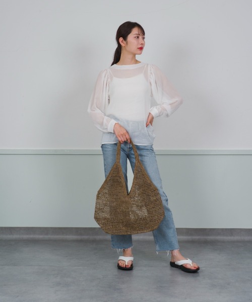 MADE IN MADA（メイドインマダ）の「【MADE IN MADA /メイドインマダ】かごバッグ　ラフィア トートバッグ（かごバッグ・レディース・チャコールグレー・FREE）」の13枚目の写真