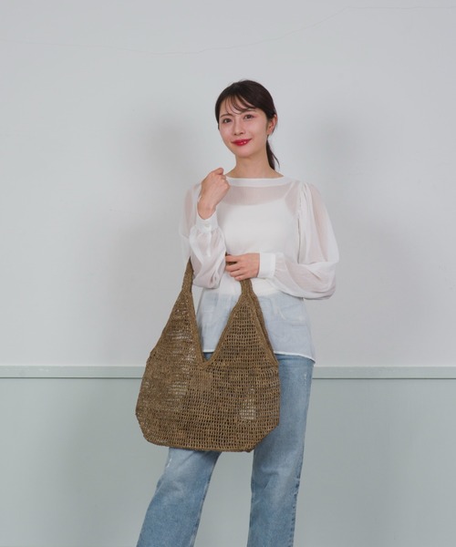 MADE IN MADA（メイドインマダ）の「【MADE IN MADA /メイドインマダ】かごバッグ　ラフィア トートバッグ（かごバッグ・レディース・チャコールグレー・FREE）」の9枚目の写真