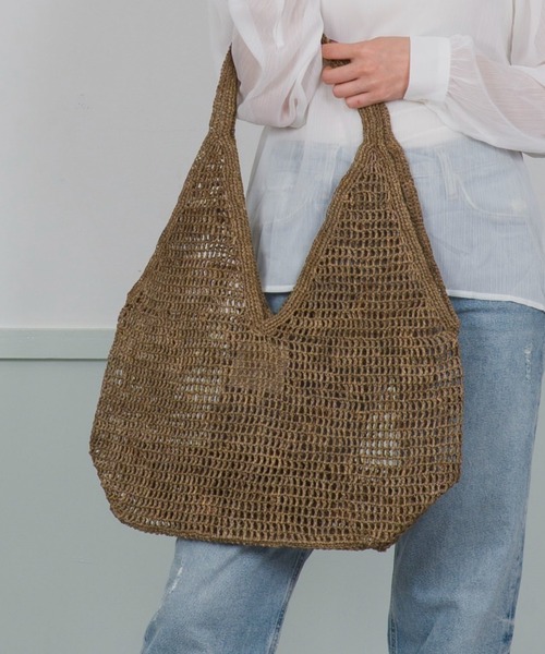 MADE IN MADA（メイドインマダ）の「【MADE IN MADA /メイドインマダ】かごバッグ　ラフィア トートバッグ（かごバッグ・レディース・チャコールグレー・FREE）」の10枚目の写真