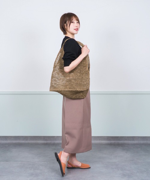 ☆MADE IN MADAブラウン ラフィア トートバッグ・美品 セール】【MADE IN MADA /メイドインマダ】大きめ かごバッグ