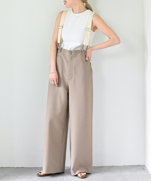 OUTDOOR PRODUCTS（アウトドアプロダクツ）の「アメスリ*サスペンダーパンツ2点SET（その他パンツ・レディース・ベージュ/ブラック・36/38）」の2枚目の写真