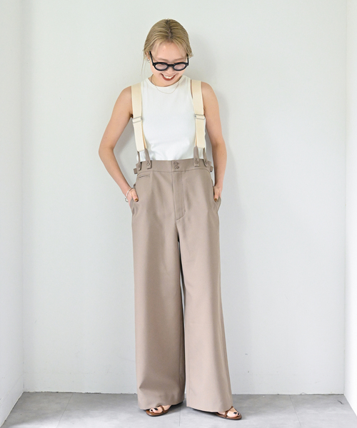 OUTDOOR PRODUCTS（アウトドアプロダクツ）の「アメスリ*サスペンダーパンツ2点SET（その他パンツ・レディース・ベージュ/ブラック・36/38）」の5枚目の写真