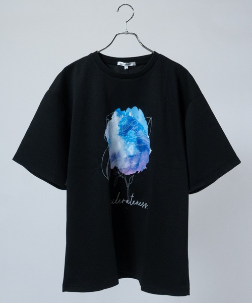 JOHN'S CLOSET（ジョンズクローゼット）の「【13】ムーン/フラワーグラフィック ビッグシルエット ポンチTシャツ（Tシャツ/カットソー・メンズ・ホワイト系1/ホワイト系2/ホワイト系3/ブラック系2/ライトグレー系1/ライトグレー系3/ブラック系1/ブラック系3/ライトグレー系2・MEDIUM/LARGE）」の7枚目の写真