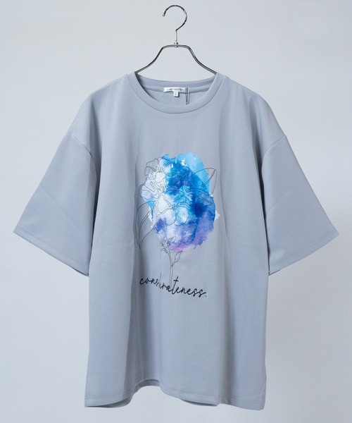 JOHN'S CLOSET（ジョンズクローゼット）の「【13】ムーン/フラワーグラフィック ビッグシルエット ポンチTシャツ（Tシャツ/カットソー・メンズ・ホワイト系1/ホワイト系2/ホワイト系3/ブラック系2/ライトグレー系1/ライトグレー系3/ブラック系1/ブラック系3/ライトグレー系2・MEDIUM/LARGE）」の9枚目の写真