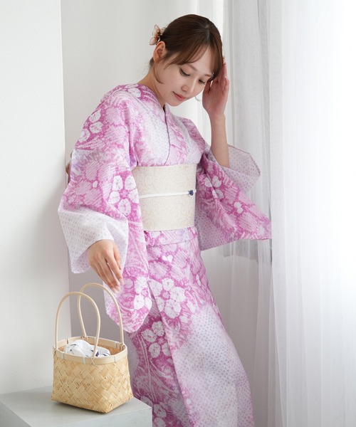 有松絞り浴衣3点セット utatane 香り立つ桜色（浴衣）｜utatane