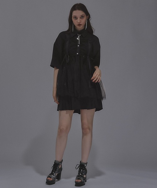 HARE（ハレ）の「チュールキャミベスト(HARE)（ベスト・レディース・ブラック/ライトグレー・FREE）」の14枚目の写真