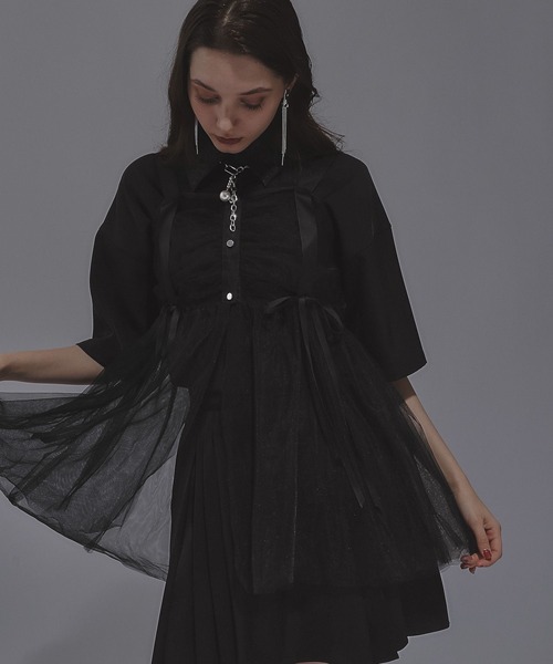 HARE（ハレ）の「チュールキャミベスト(HARE)（ベスト・レディース・ブラック/ライトグレー・FREE）」の20枚目の写真