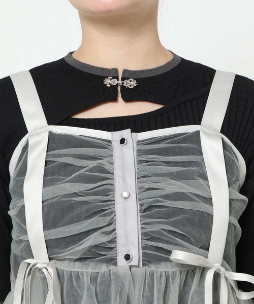 HARE（ハレ）の「チュールキャミベスト(HARE)（ベスト・レディース・ブラック/ライトグレー・FREE）」の8枚目の写真