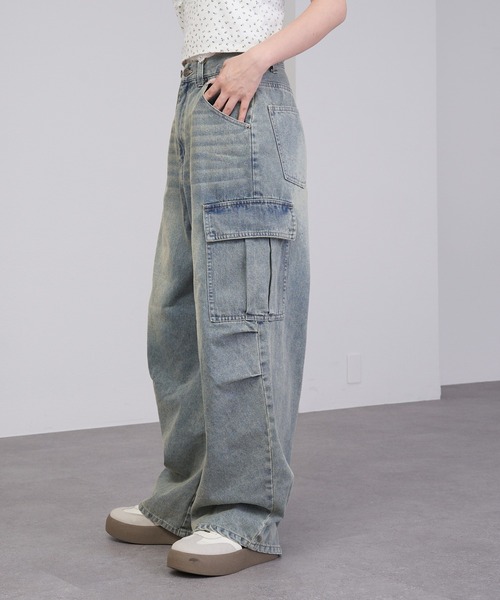 RAY CASSIN(レイカズン)の「デニムカーゴパンツ(デニムパンツ・レディース・ブルー/スカイブルー/ベージュ系その他2/カーキ・S/M)」の10枚目の写真