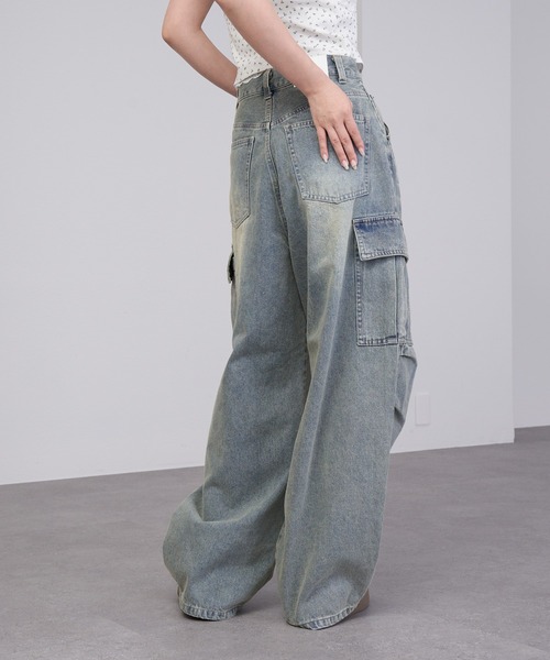 RAY CASSIN(レイカズン)の「デニムカーゴパンツ(デニムパンツ・レディース・ブルー/スカイブルー/ベージュ系その他2/カーキ・S/M)」の9枚目の写真