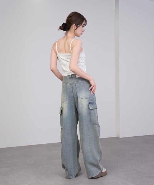 RAY CASSIN(レイカズン)の「デニムカーゴパンツ(デニムパンツ・レディース・ブルー/スカイブルー/ベージュ系その他2/カーキ・S/M)」の5枚目の写真