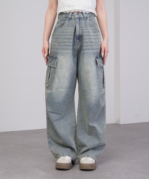 RAY CASSIN(レイカズン)の「デニムカーゴパンツ(デニムパンツ・レディース・ブルー/スカイブルー/ベージュ系その他2/カーキ・S/M)」の16枚目の写真