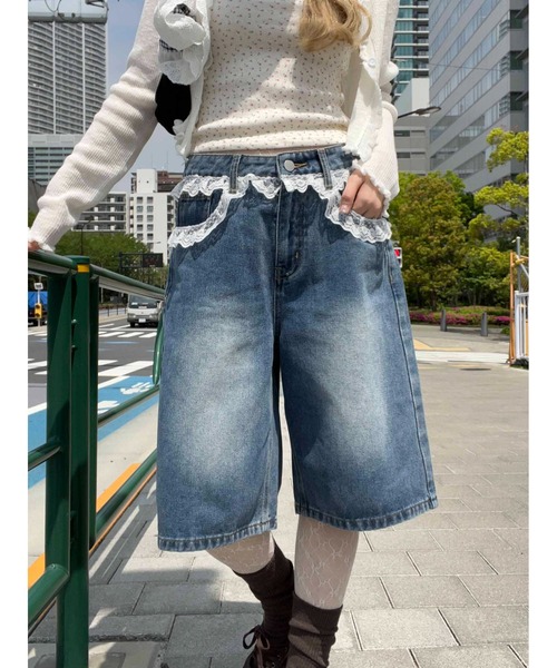 WC(ダブル シー)の「レースデザインハーフパンツ(その他パンツ・レディース・ブルー・FREE)」の1枚目の写真