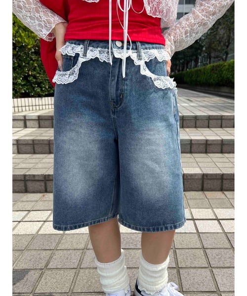 lohen ダブルウエストハーフパンツ　新品 セール】 【CLASSY.10月号掲載/洗える】TWマットクロス ハーフ