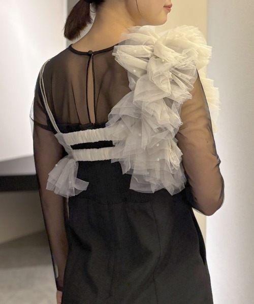 ANDRESD】pearl bustier dress［パールビスチェドレス］