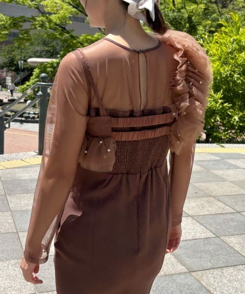 セール】【ANDRESD】pearl bustier dress［パールビスチェドレス