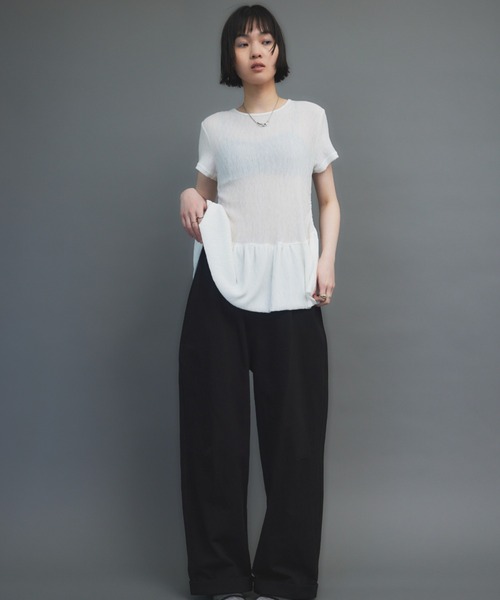 HANNE（アン）の「コットンロールアップカーブパンツ（チノパンツ・レディース・ベージュ/ホワイト/ブラック/ネイビー・SMALL/MEDIUM）」の6枚目の写真