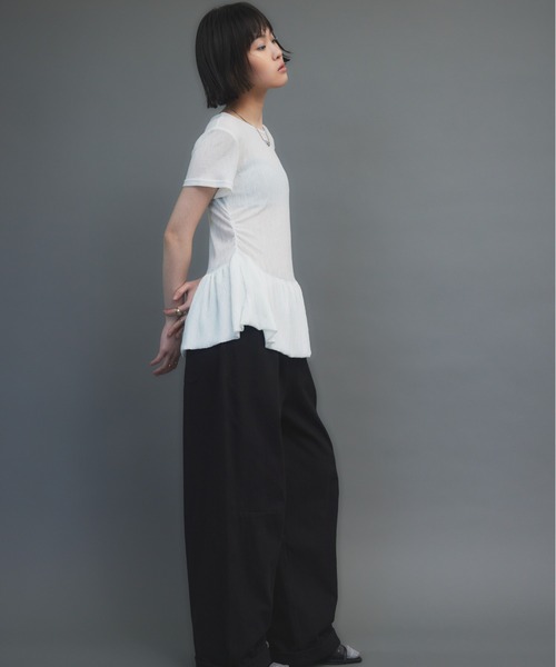 HANNE（アン）の「コットンロールアップカーブパンツ（チノパンツ・レディース・ベージュ/ホワイト/ブラック/ネイビー・SMALL/MEDIUM）」の7枚目の写真