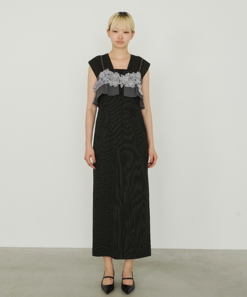 スーツ・フォーマル・ドレス pinstripe sleeveless bustier dress ANDRESD】pinstripe sleeveless bustier dress | アンドレスド