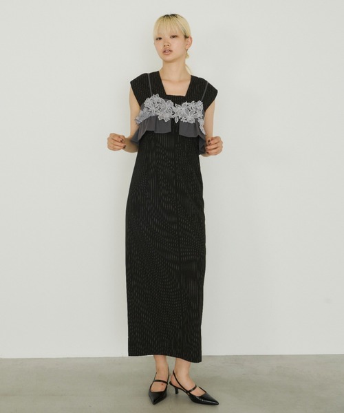 スーツ・フォーマル・ドレス pinstripe sleeveless bustier dress セール】pinstripe sleeveless bustier dress / ピンストライプ