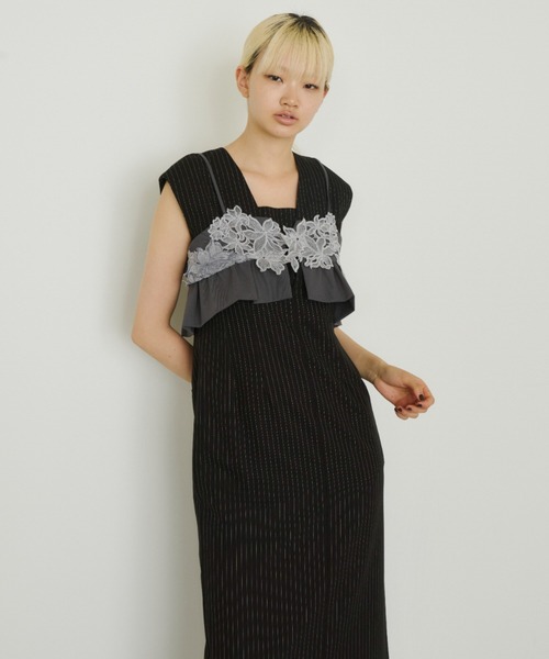 ANDRESD ドレス　ワンピース　ビスチェ セール】pinstripe sleeveless bustier dress / ピンストライプ