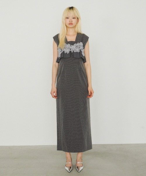 ANDRESDピンストライプスリーブレスビスチェドレス セール】ピンストライプスリーブレスビスチェドレス / pinstripe