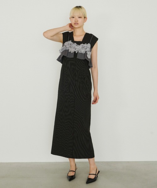 ビスチェ　ドレス セール】pinstripe sleeveless bustier dress / ピンストライプ