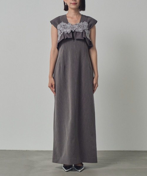 ANDRESDピンストライプスリーブレスビスチェドレス セール】ピンストライプスリーブレスビスチェドレス / pinstripe