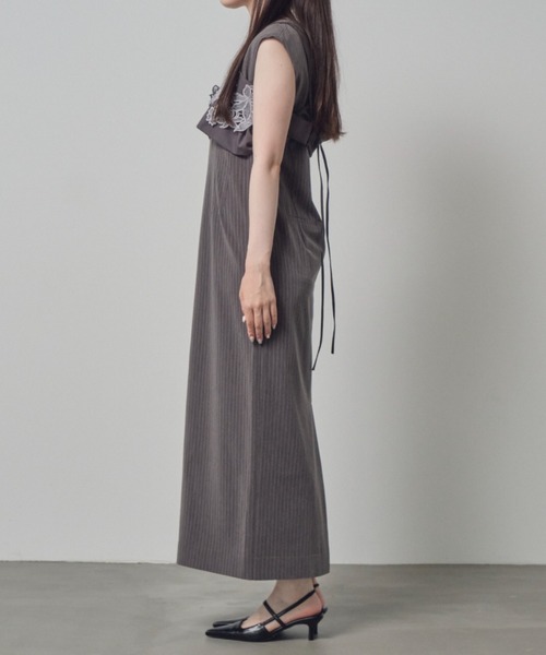 セール】ピンストライプスリーブレスビスチェドレス / pinstripe