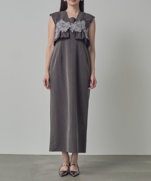 ANDRESDピンストライプスリーブレスビスチェドレス セール】ピンストライプスリーブレスビスチェドレス / pinstripe