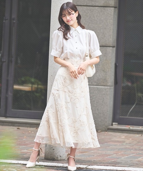 SWINGLE（スウィングル）の「刺繍エンブロイダリーチュールスカート（スカート・レディース・グレー系その他/ホワイト系その他2/ベージュ系その他2・MEDIUM/SMALL）」の9枚目の写真