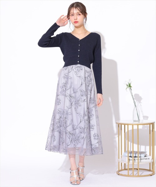 【FENDI】 ピンク チュール エンブロイダリースカート Fubail / チュールエンブロイダリースカート 入金確認後4-6営業