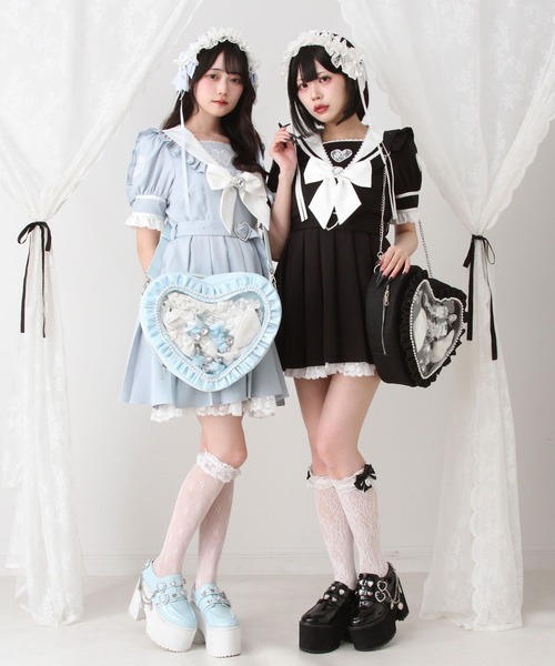 ハートレースリボンセーラーワンピース（ワンピース）｜DearMyLove