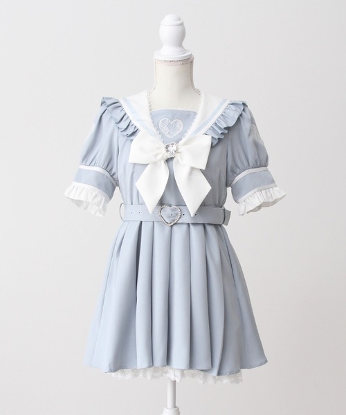 ハートレースリボンセーラーワンピース – レディースファッション通販の夢展望【公式】 ディアマイラブ レースリボン学園セーラーワンピース 半袖