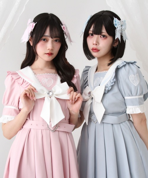 ハートレースリボンセーラーワンピース（ワンピース）｜DearMyLove