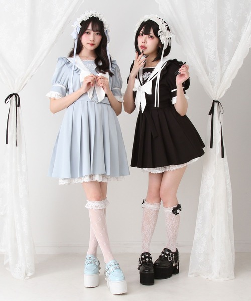 ハートレースリボンセーラーワンピース（ワンピース）｜DearMyLove